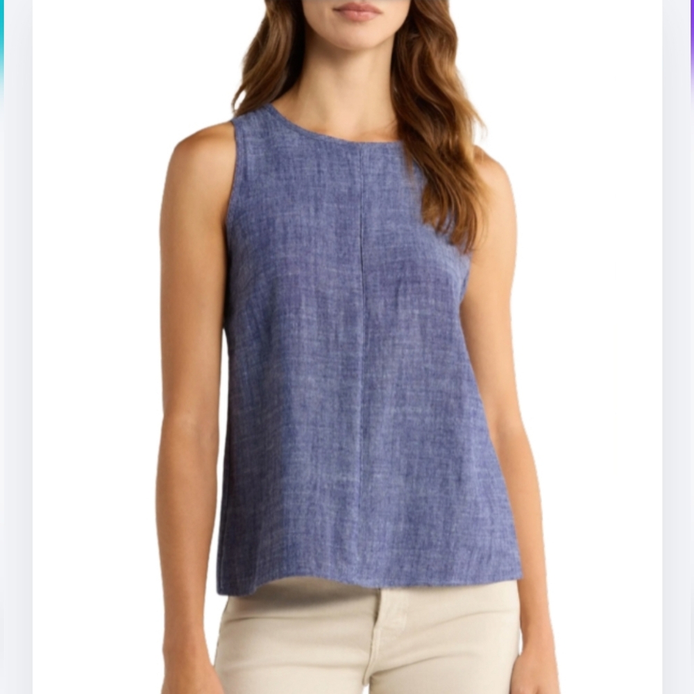 NEW Vince Camuto Tank Size XXL Sleeveless Keyhole Top In Cool Waters